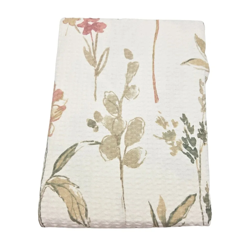 DKNY Chelsea Floral Shower Curtain Ivory Multi 72x72 Cotton Waffle Weave
